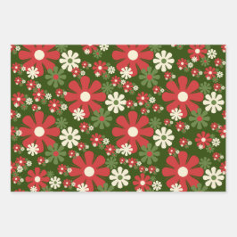 Hoja De Papel De Regalo Navidades Retro Personalizados Floral de los años 