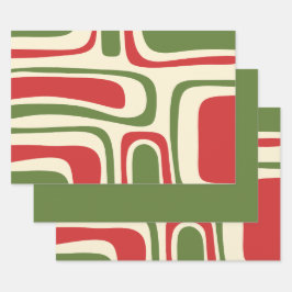 Hoja De Papel De Regalo Navidades Retro Resumen Moderno De Mediados Del Si