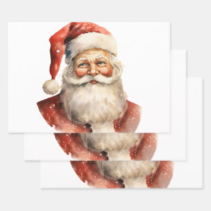 Hoja De Papel De Regalo Navidades Retro Santa Claus