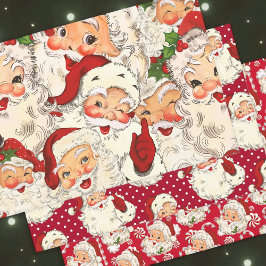 Hoja De Papel De Regalo Navidades Retro Santa Red
