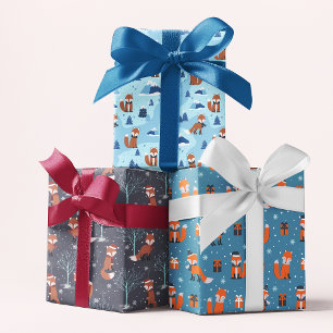 Hoja De Papel De Regalo Navidades ricas Fox Winter Snow Patterns
