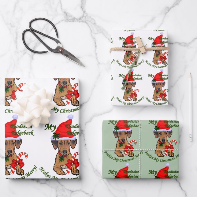 Hoja De Papel De Regalo Navidades Ridgeback de Rhodesia (Anverso)