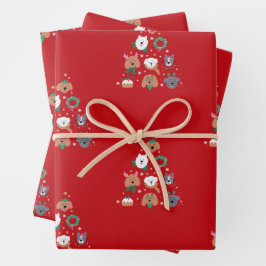 Hoja De Papel De Regalo Navidades rojos con temas de perro