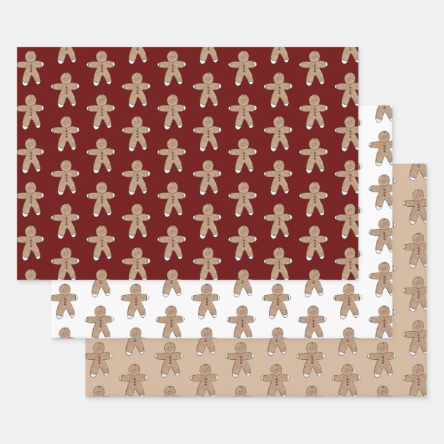 Hoja De Papel De Regalo Navidades rojos Cream Gingerbread Cookies (Set)