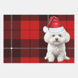 Hoja De Papel De Regalo Navidades rojos de la festividad de perro de Coton