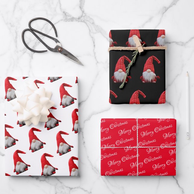Hoja De Papel De Regalo Navidades rojos | Gnome | NAVIDADES (Anverso)