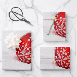 Hoja De Papel De Regalo Navidades Rojos Pelean Con Snowflake