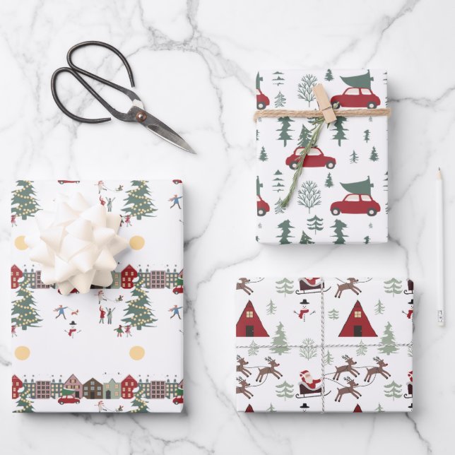 Hoja De Papel De Regalo Navidades rojos verdes y blancos (Anverso)