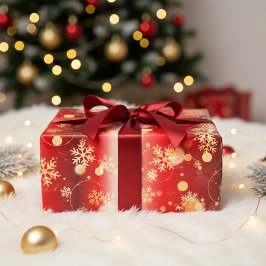 Hoja De Papel De Regalo Navidades Rojos Y Oro Winter Wonderland