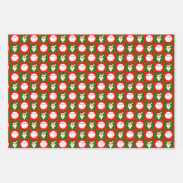 Hoja De Papel De Regalo Navidades rojos y verdes de los Baseballs y Santa 
