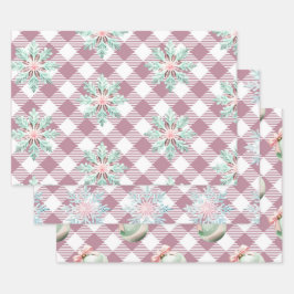Hoja De Papel De Regalo Navidades Rosa Funky Patrón Gingham