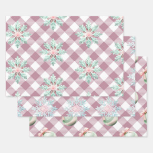 Hoja De Papel De Regalo Navidades Rosa Funky Patrón Gingham