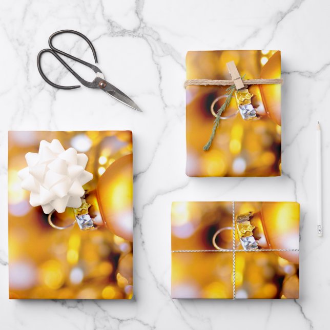 Hoja De Papel De Regalo Navidades Rosa Gold Baubles (Anverso)