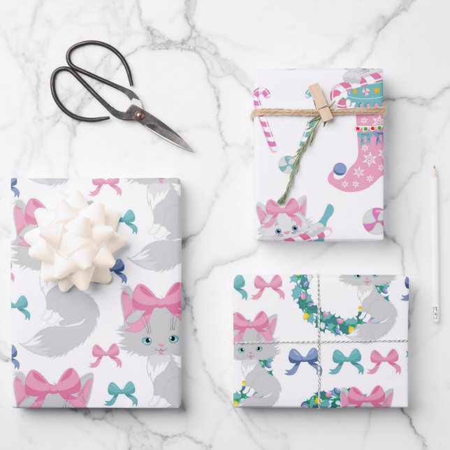 Hoja De Papel De Regalo Navidades rosados (Anverso)