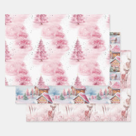 Hoja De Papel De Regalo Navidades rosados