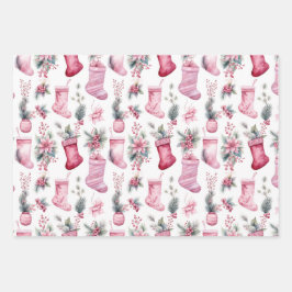 Hoja De Papel De Regalo Navidades rosados