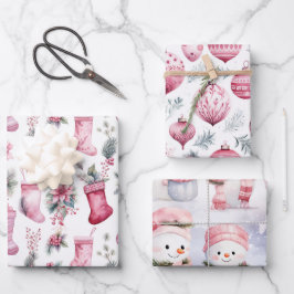 Hoja De Papel De Regalo Navidades rosados