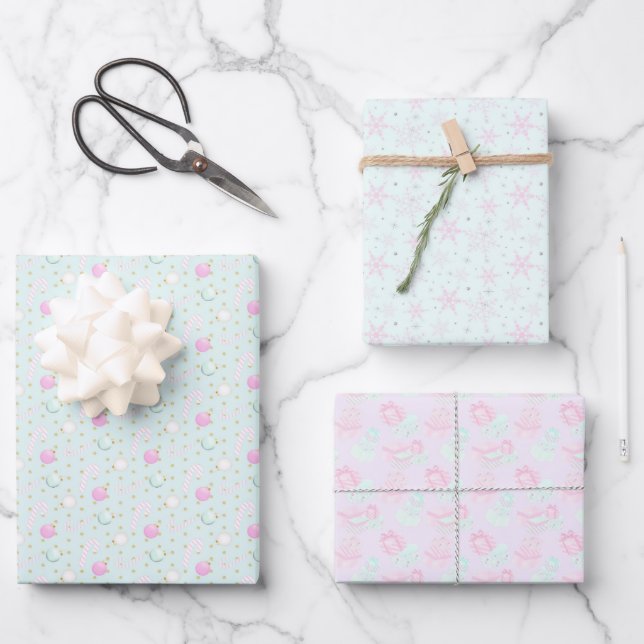 Hoja De Papel De Regalo Navidades rosados (Anverso)