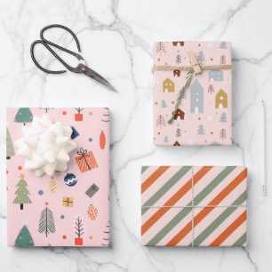 Hoja De Papel De Regalo Navidades rosados