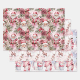 Hoja De Papel De Regalo Navidades rosados