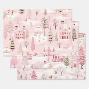 Hoja De Papel De Regalo Navidades rosados bonitos