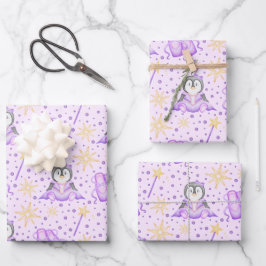 Hoja De Papel De Regalo Navidades rosados cúrcuitos Pingüino de Azúcar