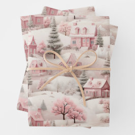 Hoja De Papel De Regalo Navidades rosados de época