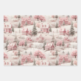 Hoja De Papel De Regalo Navidades rosados de época