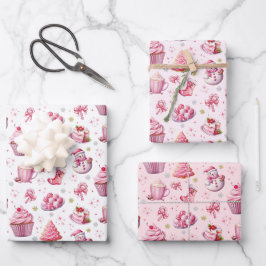 Hoja De Papel De Regalo Navidades rosados Diversión dulce