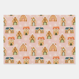 Hoja De Papel De Regalo Navidades rosados Gingerbread Cookies Snowflakes