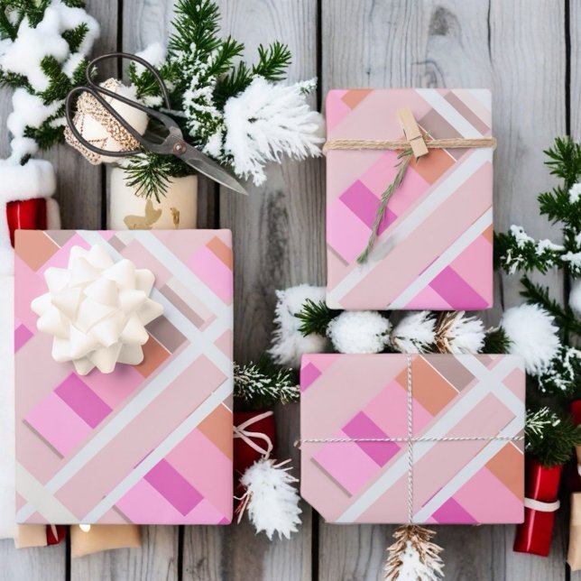 Hoja De Papel De Regalo Navidades rosados lustran magenta blanco naranja (Subido por el creador)