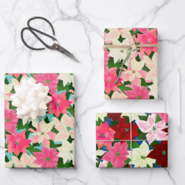 Hoja De Papel De Regalo Navidades rosados Poinsettias