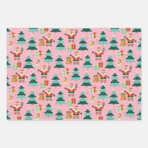 Hoja De Papel De Regalo Navidades rosados Santa - Vibe de época