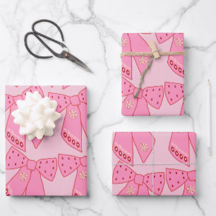 Hoja De Papel De Regalo Navidades rosados se inclina
