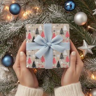 Hoja De Papel De Regalo Navidades rusos recorren árboles y copos de nieve