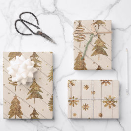 Hoja De Papel De Regalo Navidades Rustic Gold