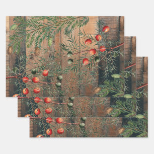 Hoja De Papel De Regalo Navidades Rustic Wood Feliz Navidad