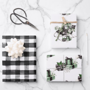 Hoja De Papel De Regalo Navidades rústicos de campo revisan búfalo Sleig