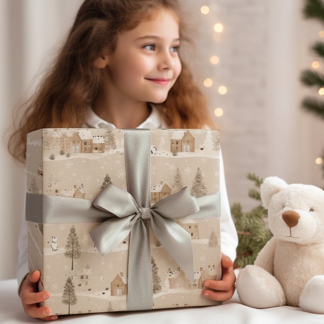 Hoja De Papel De Regalo Navidades Rústicos Marrones Aldea de Invierno (Subido por el creador)
