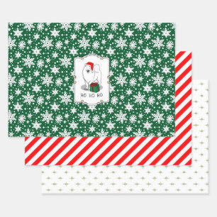 Hoja De Papel De Regalo Navidades Santa Claus Gorra Samoyed Dog Cute