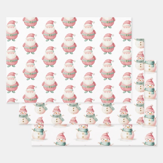 Hoja De Papel De Regalo Navidades Santa Claus Snowman (Set)