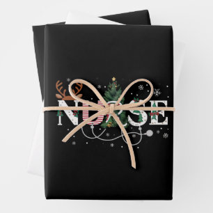 Hoja De Papel De Regalo Navidades Santa de la enfermera favorita de Navida