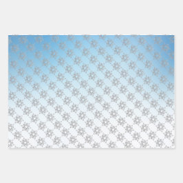 Hoja De Papel De Regalo Navidades Santa de plata y azul