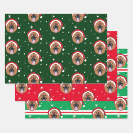 Hoja De Papel De Regalo Navidades Santa German Shepherd Dog Snowflake