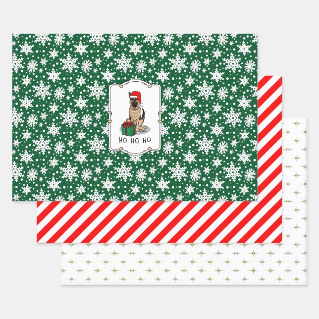 Hoja De Papel De Regalo Navidades Santa Hat German Shepherd Dog Cute (Set)