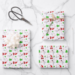 Hoja De Papel De Regalo Navidades Santa Snowman