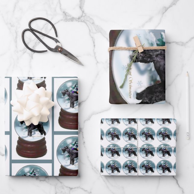 Hoja De Papel De Regalo Navidades Schnauzer gigantes (Anverso)