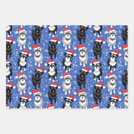 Hoja De Papel De Regalo Navidades Schnauzers jugando en la nieve