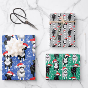 Hoja De Papel De Regalo Navidades Schnauzers jugando en la nieve