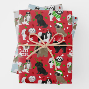 Hoja De Papel De Regalo Navidades Shih Tzu Dogs